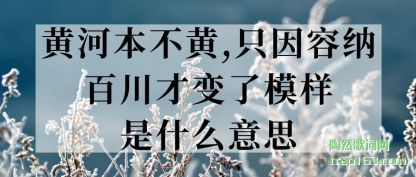 黄河本不黄,只因容纳百川才变了模样是什么意思